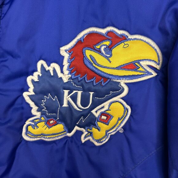 Kansas Universey Jayhawks Team Issued Blue Warmup Jacket Coat Adidas Medium - Picture 5 of 14